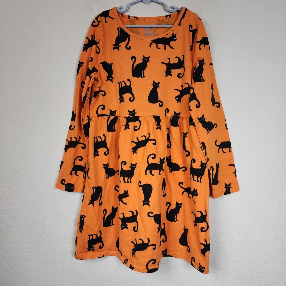 Large Thereabouts Halloween Kitty Cat Orange Black Dress
